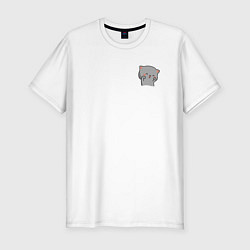Футболка slim-fit Серый милый котик для пары, цвет: белый