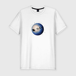 Футболка slim-fit Санта на оленях - темный, цвет: белый