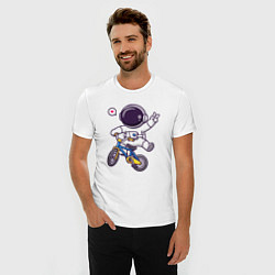 Футболка slim-fit Космонавт на велике, цвет: белый — фото 2