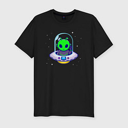 Футболка slim-fit Полёт пришельца, цвет: черный