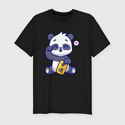 Футболка slim-fit Cute panda, цвет: черный