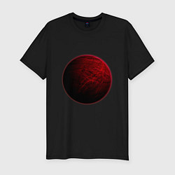 Футболка slim-fit Планета арт, багровая, цвет: черный