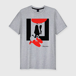 Футболка slim-fit Девушка в красной шляпе, цвет: меланж