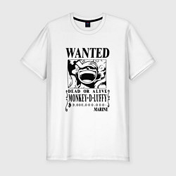 Футболка slim-fit Луффи - розыск, цвет: белый
