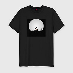 Футболка slim-fit Любовь и луна, цвет: черный