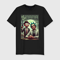 Футболка slim-fit Мафиози Рик и Морти - нейроарт фантазия, цвет: черный