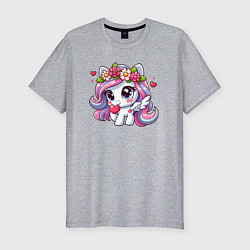 Футболка slim-fit Миленький пони, цвет: меланж