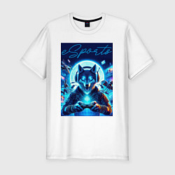 Футболка slim-fit Волчара - крутой геймер, цвет: белый