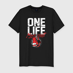 Футболка slim-fit One life many fight, цвет: черный