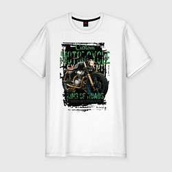 Футболка slim-fit Кастом мотоцикл, цвет: белый