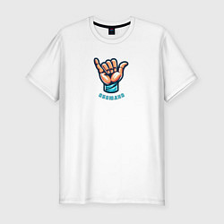 Футболка slim-fit Жест руки Шака или Джамбо обоюдно, цвет: белый