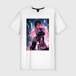 Футболка slim-fit Тифа Локхарт из Final Fantasy VII в стиле киберпан, цвет: белый