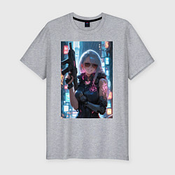 Футболка slim-fit Наемник в стиле Cyberpunk, цвет: меланж