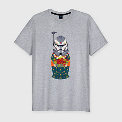 Футболка slim-fit Матрешка шлем штурмовика, цвет: меланж