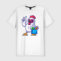 Футболка slim-fit Петушок с продуктами, цвет: белый