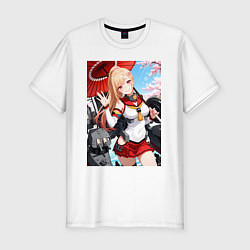 Футболка slim-fit Марин Китагава косплей Azur Lane, цвет: белый