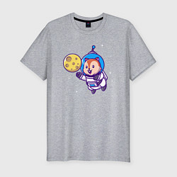 Футболка slim-fit Белочка в космосе, цвет: меланж