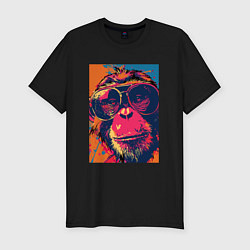 Футболка slim-fit Обезьяна в очках big pop art, цвет: черный