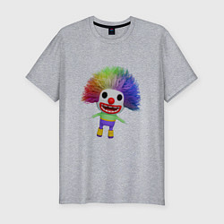 Мужская slim-футболка Cartoon clown colorful hair