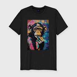 Футболка slim-fit Cute monkey, цвет: черный