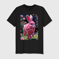Футболка slim-fit Кролик из роз, цвет: черный