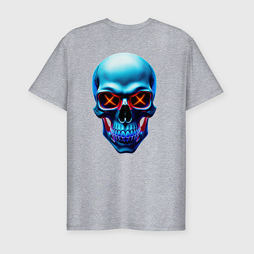Мужская slim-футболка Skull хэллоуин / Меланж – фото 2