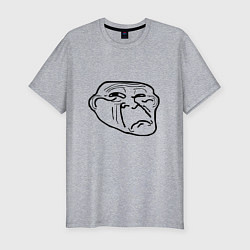 Футболка slim-fit Тролл фейс недовольный мем, цвет: меланж