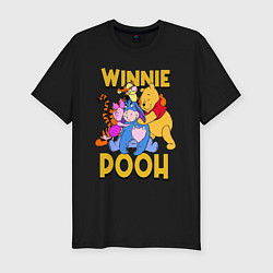 Футболка slim-fit Winnie Pooh hugs, цвет: черный