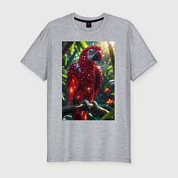 Футболка slim-fit Попугай из драгоценных камней, цвет: меланж