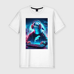 Мужская slim-футболка Dolphin is esports player - ai art fantasy