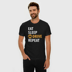Футболка slim-fit Eat sleep drive, цвет: черный — фото 2