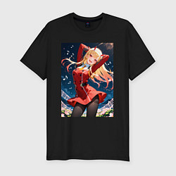 Футболка slim-fit Марин Китагава косплей 002 Darling in the Franxx, цвет: черный