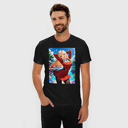 Футболка slim-fit Марин Китагава косплей 002 Darling in the Franxx, цвет: черный — фото 2