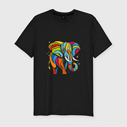 Футболка slim-fit Разноцветный слон, цвет: черный