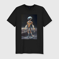 Футболка slim-fit Полупрозрачный инопланетянин, цвет: черный
