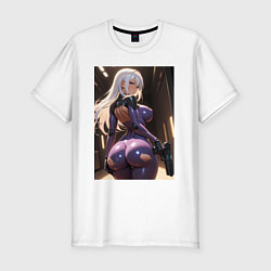 Мужская slim-футболка Девушка-киллер с пистолетом