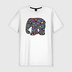 Футболка slim-fit Цветной слоник, цвет: белый