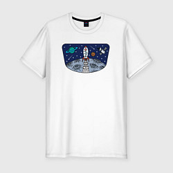 Футболка slim-fit Space travel, цвет: белый