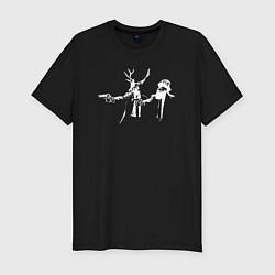 Футболка slim-fit Новогоднее чтиво, цвет: черный