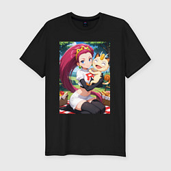 Футболка slim-fit Джесси и Мяут на пикнике, цвет: черный