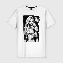 Футболка slim-fit Barbie - sketch ai art fantasy, цвет: белый