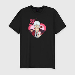 Футболка slim-fit Devil May Cry - anime Данте романтик с розой в сер, цвет: черный