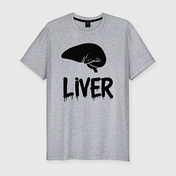 Мужская slim-футболка Печень черной краской