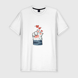 Футболка slim-fit Корейское сердце кошачья лапа, цвет: белый