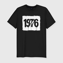Футболка slim-fit 1976 год в стиле трафаретной печати, цвет: черный
