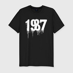 Мужская slim-футболка 1987 растекшиеся капли