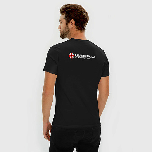 Мужская slim-футболка Umbrella corp stuff / Черный – фото 4