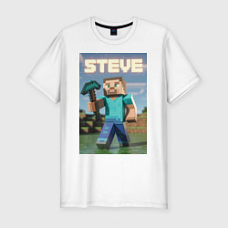 Футболка slim-fit Стив Майнкрафт, цвет: белый