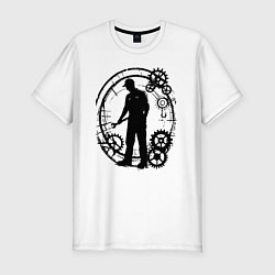 Футболка slim-fit Механик и шестеренки, цвет: белый