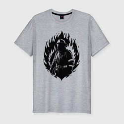 Футболка slim-fit Пожарный в огне, цвет: меланж